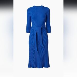 Shoshanna Women's Lillian Waist-Tie Midi Dress Ribbed Minimalist